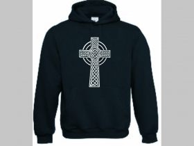 Gotický kríž mikina s kapucou stiahnutelnou šnúrkami a klokankovým vreckom vpredu 
